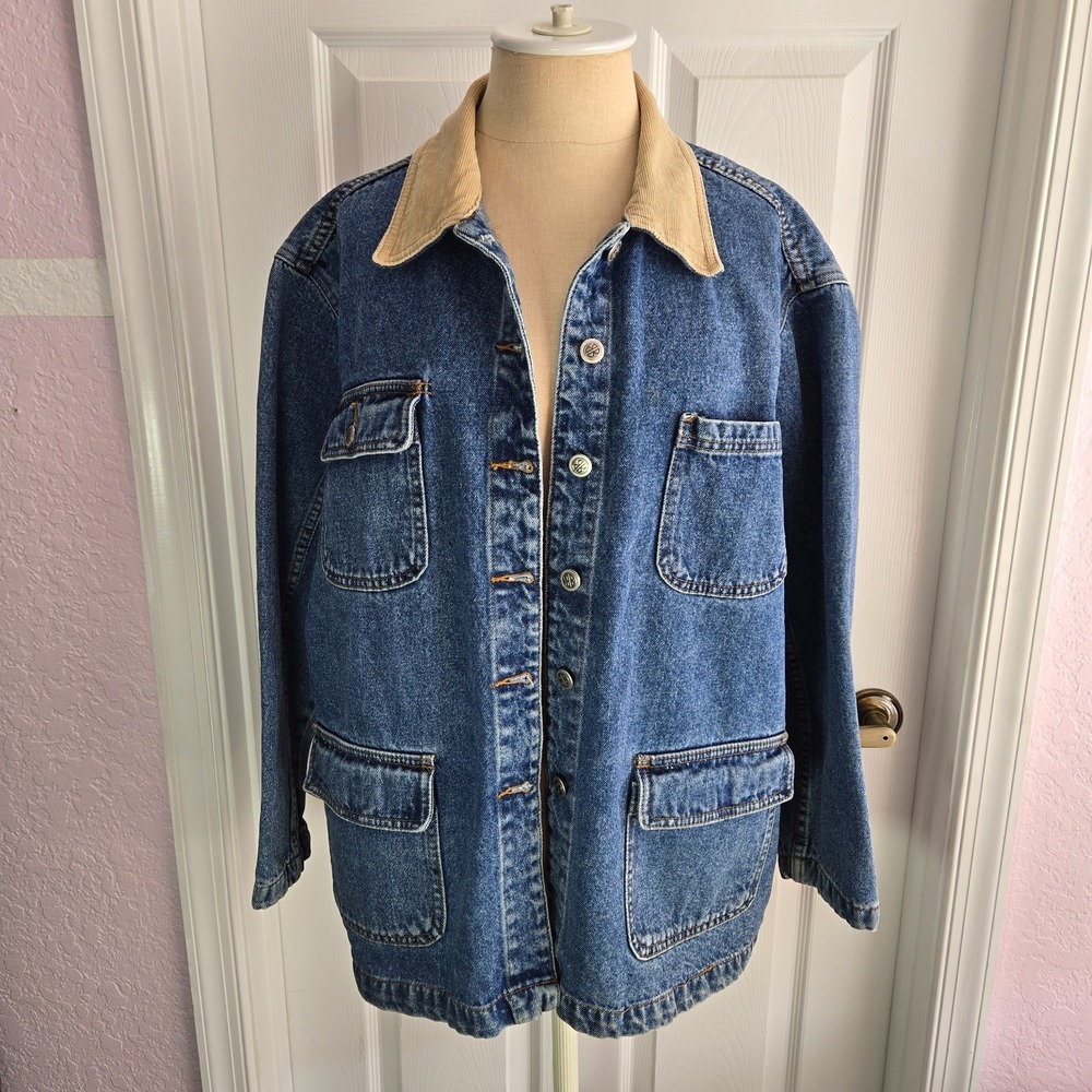 Bill Blass Blue Jean Jacket with Tan Collar